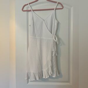 Hollister White Polka Dot Mini Wrap Dress - Size XS